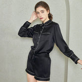 Silk Pajamas – Rhinestone-Embellished Luxury with Elegant Accents - LANI SILK